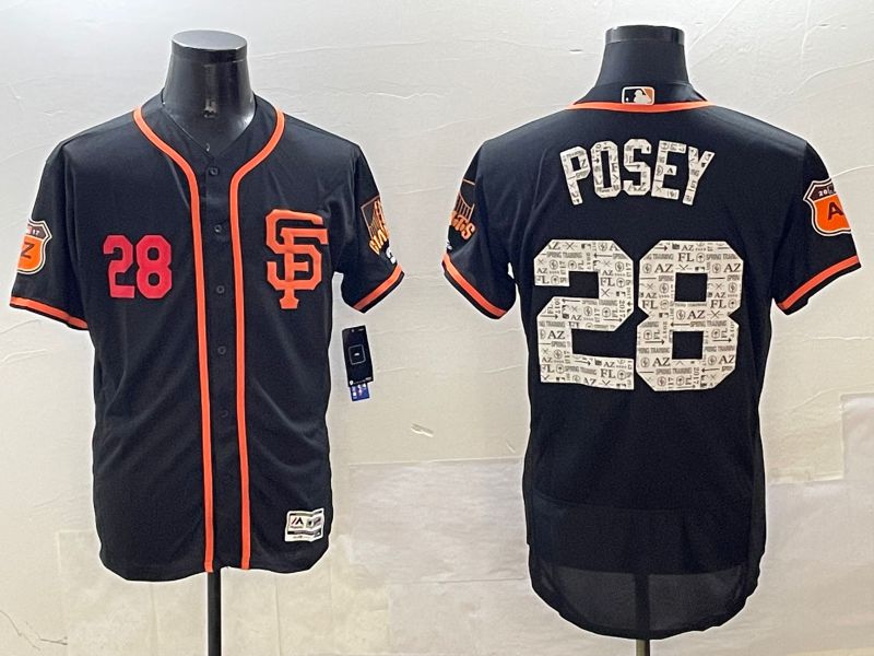 Men San Francisco Giants #28 Posey Black Fashion Elite 2025 Nike MLB Jersey style 4
